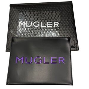 Mugler Brand New Black and Purple Pouch NWT